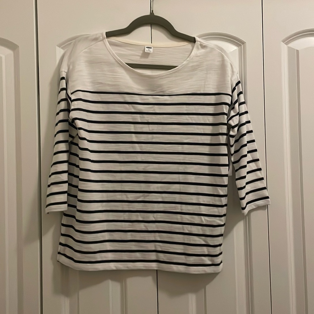 Navy and White 3/4 Sleeve Shirt